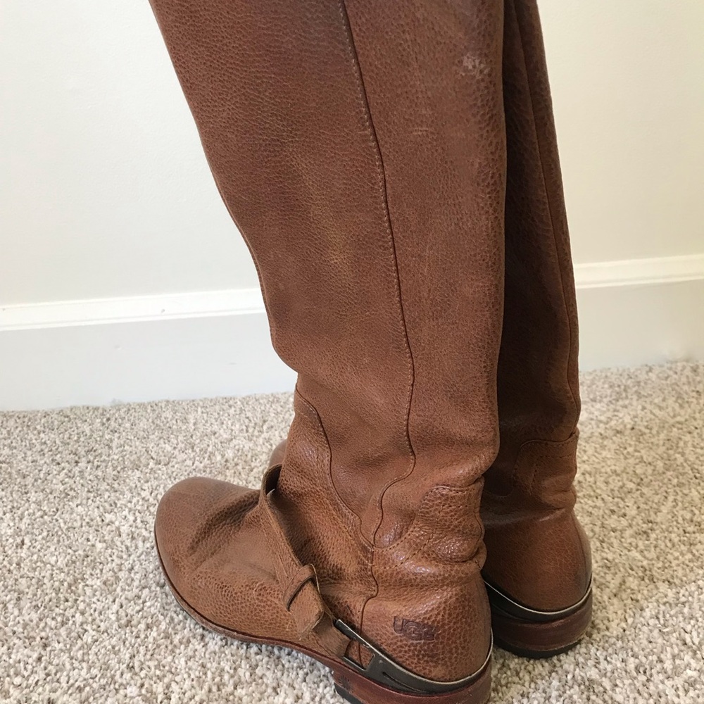 Knee high leather Ugg boots